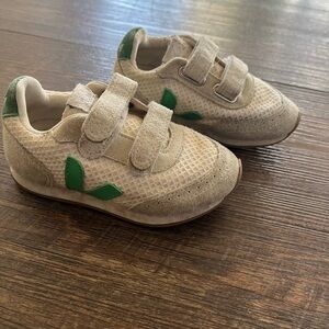 Veja Kids' Beige and Green Sneakers